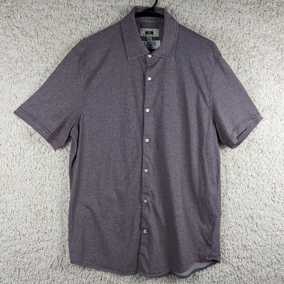 Joseph Abboud* Men's Short Sleeve Button Down Curved Hem Shirt~ Size Large - Picture 5 of 11